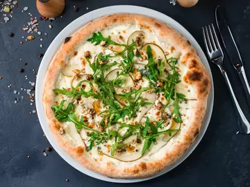 Pear, Arugula and Caramelized Onion Pizza