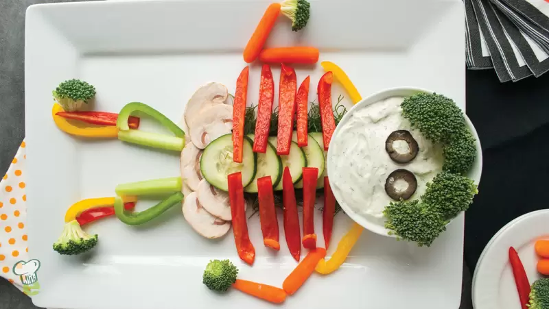 Heart Healthy Veggie Skeleton Dip