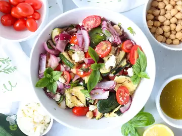 Grilled Zucchini Greek Salad