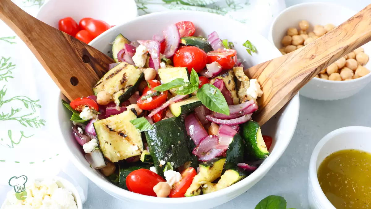 Grilled Zucchini Greek Salad