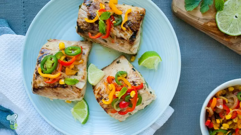 Heart Healthy Grilled Swordfish with Bell Pepper Chow-Chow