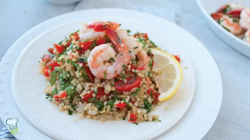 Heart Healthy Lemon Garlic Shrimp with Herbed Quinoa
