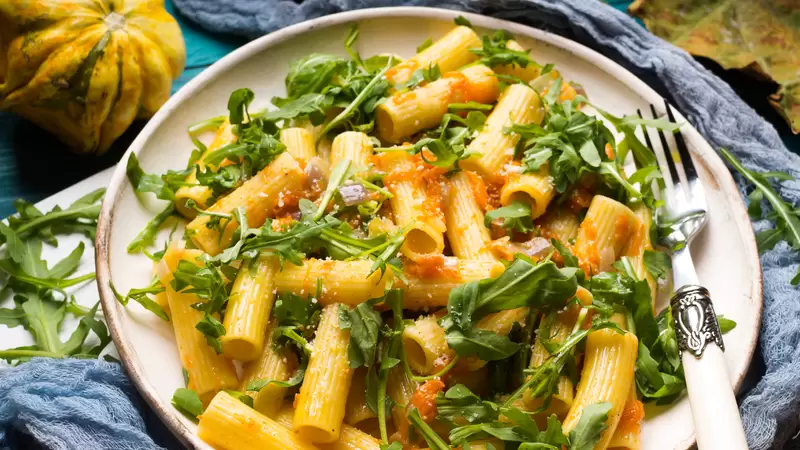 Heart Healthy Pumpkin Pasta with Arugula